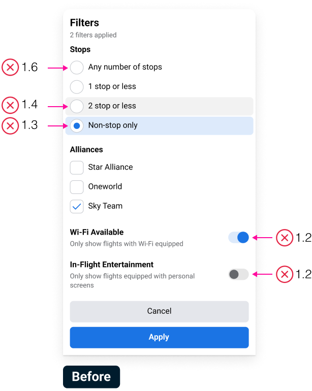 controls before changes