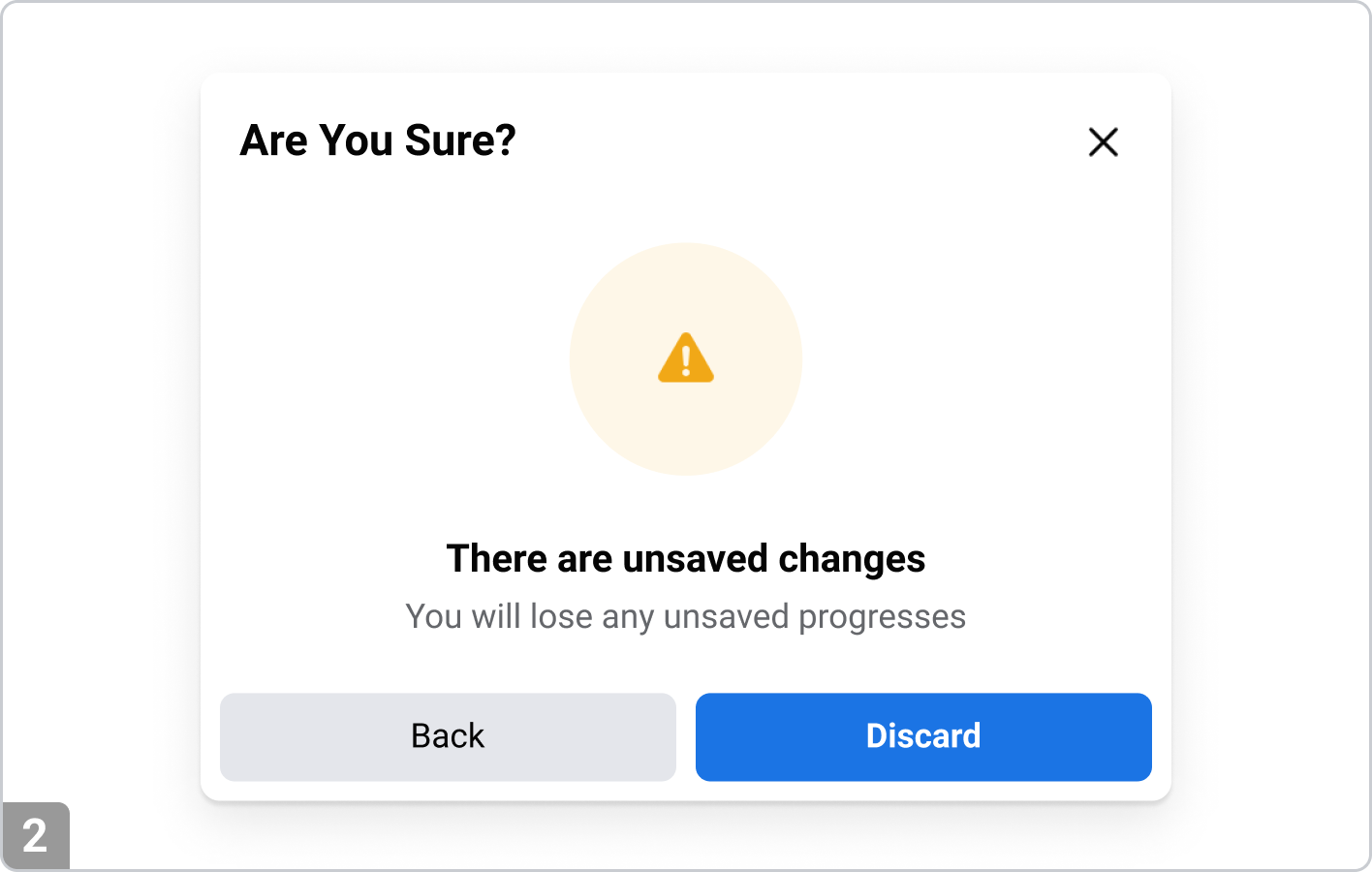 Example of a message modal